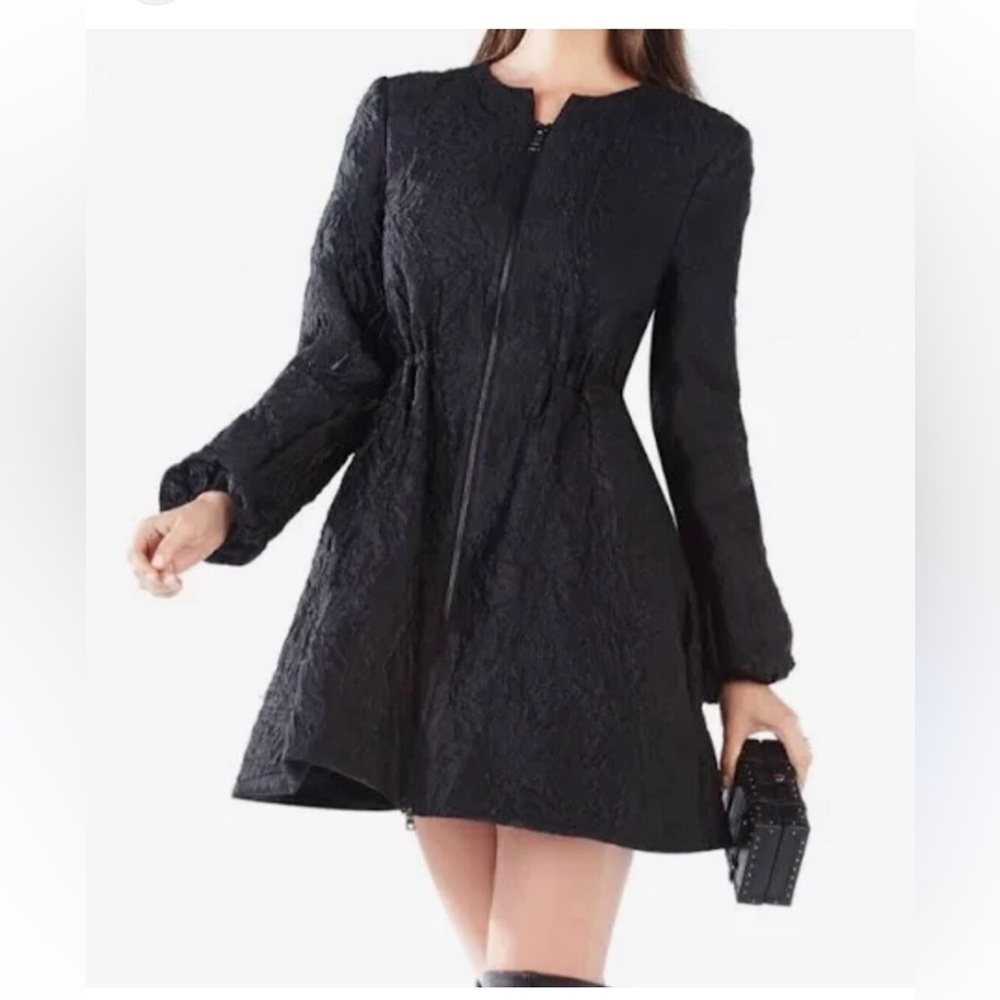 BCBG MaxAzria Sophisticated Black Long Sleeve Coat Dress SIze XXS